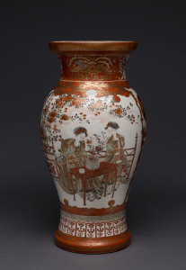 KUTANI Japanese porcelain vase, Meiji period, late 19th century, five character mark, 31cm high