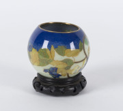 A Japanese plique-&agrave;-jour enamel vase and stand, 20th century, ​vase 8cm high