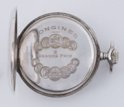 LONGINES open face pocket watch in silver case with Arabic numerals, early 20th century, ​6cm high - 2