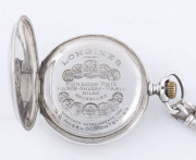 LONGINES full hunter pocket watch with silver fob chain, early 20th century, ​6cm high - 2