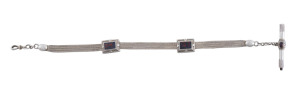An antique silver Albert fob chain with enamel decoration, possibly French, 19th century, 28cm long