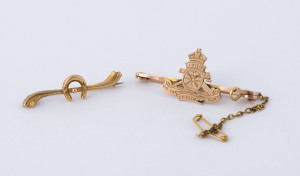 Two gold brooches stamped "9ct", late 19th and early 20th century, 3.7 grams total