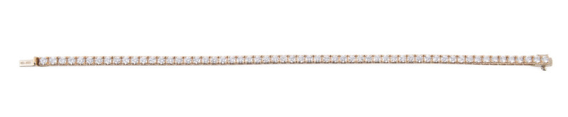 A tennis bracelet in 18ct rose gold, featuring 59 diamonds of SI clarity totalling 3.79 carats. 