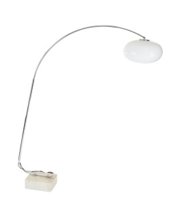 A vintage "Arc" floor lamp, chrome and perspex with composite stone base, circa 1960, 168cm high