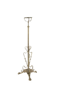 An Art Nouveau oil lamp stand, cast brass, circa 1895, 121cm high