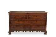 A George III oak Lancashire chest, 18th century, 88cm high, 148cm wide, 53cm deep