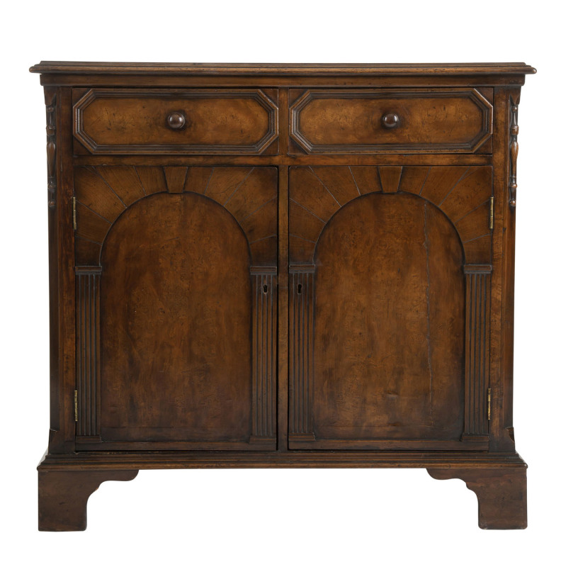 A Georgian walnut cabinet, English, circa 1780, 76cm high, 80cm wide, 49cm deep