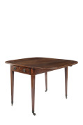 A Sheraton drop-side Pembroke table, mahogany with string inlay, 18th/19th century, 71cm high, 54cm wide (extends to 110cm wide), 87cm deep