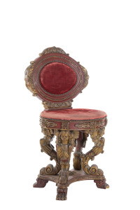 An Italian polychrome carved timber chair, early 19th century, 103cm high
