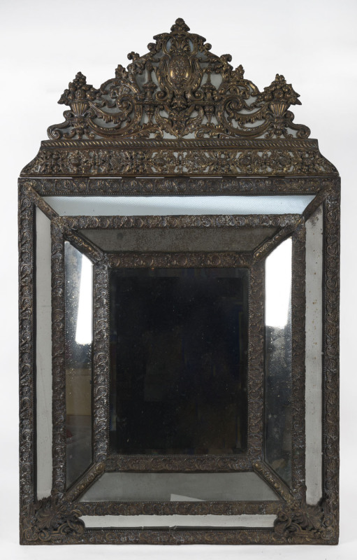 A Florentine wall mirror, ornate gilt metal and glass, 19th century, ​133 x 80cm