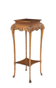 A French pedestal in the Chinese style, carved oak, circa 1880, remains of maker's label (illegible), 78cm high