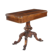 An English fold-over card table, rosewood, circa 1870, 74cm high, 92cm wide, 45cm deep - 2