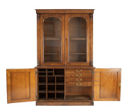 A solicitor's bookcase, interior of the base fitted with drawers and pigeon holes, burr walnut and ash, circa 1880, 224cm high, 137cm wide, 50cm deep