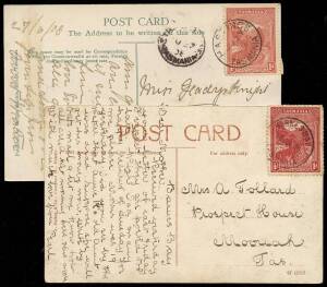 CIRCULAR DATESTAMPS: 1905 - 12 datestamps used on picture postcards franked 1d Pictorials with datestamps from over 40 different country Post Offices, many rated incl. Gray, Upper Huon, Leprena, Wattle Hill, Kettering, Bream Creek, Barnes Bay, Rokeby, Has