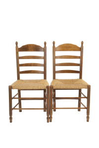 Set of eight French ladderback chairs, 19th century, 