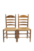 Set of eight French ladderback chairs, 19th century, 