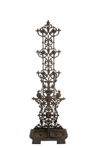 An English cast iron hall stand, circa 1870, 195cm high, 67cm wide, 30cm deep