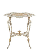 A French Art Nouveau conservatory table, painted cast iron, circa 1890, 78cm high, 77cm wide, 51cm deep