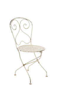 A French conservatory folding chair, white painted wrought iron, late 19th century,