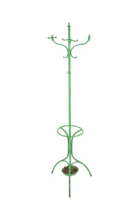 An American hall tree, metal with green painted finish, circa 1900, 197cm high