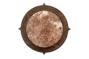 A Chinese circular side table, carved rosewood and marble, early to mid 20th century, 46cm high, 46cm diameter - 2