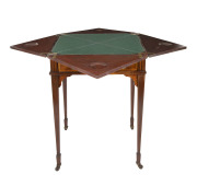 A Sheraton revival envelope card table, mahogany and satinwood, circa 1900, 76cm high, 54cm wide, 54cm deep - 2