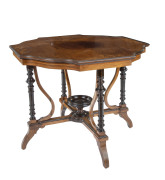 A Sheraton Revival centre table, marquetry inlaid walnut, late 19th century, 72cm high, 93cm wide, 93cm deep