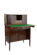 A Georgian ladies desk with fold-out top, mahogany with brass gallery and bone handles, early 19th century, 109cm high, 76cm wide, 46cm deep - 2