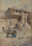 De FRANCESETTI (Italian), Italian village scene, watercolour, signed lower left "De. Francesetti, 1915", 53 x 37cm