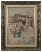 De FRANCESETTI (Italian), Italian village scene, watercolour, signed lower left "De. Francesetti, 1915", 53 x 37cm - 2
