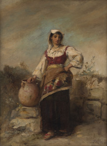 THOMAS KENT PELHAM (1860-1891), portrait of a peasant woman, oil on canvas, signed lower left "T.K. Pelham", 39 x 29cm