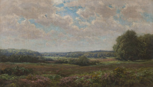 FREDERICK GOLDEN SHORT (1863-1936), [attributed], The New Forest Near Lyndhurst, oil on canvas board, signed lower right, titled with artists name verso, 22 x 37cm