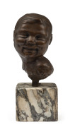 CARL GELLES (Austria. 1880-1930), Head, bronze and marble, signed "Carl Gelles", 33cm high overall