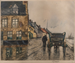 FERDINAND JEAN LUIGINI (1870-1943, France), French street scene, lithograph, signed in the lower margin "F.J. Luigini", ​50 x 58cm