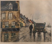 FERDINAND JEAN LUIGINI (1870-1943, France), French street scene, lithograph, signed in the lower margin "F.J. Luigini", ​50 x 58cm