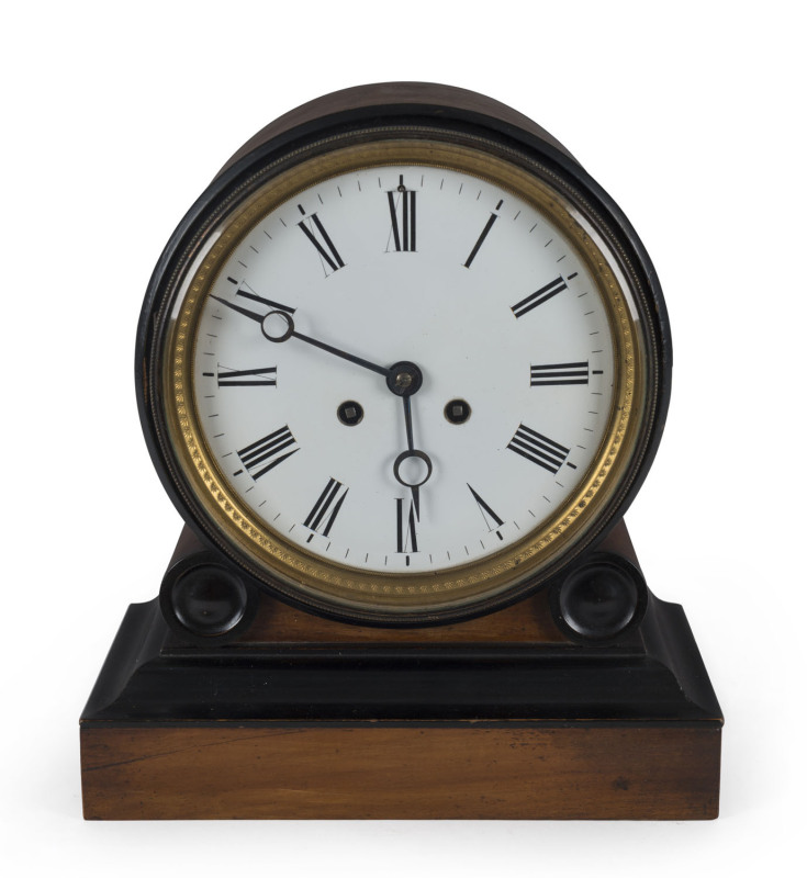 SAMUEL MARTI French mantel clock in walnut case, time and strike, 19th century, 30cm high