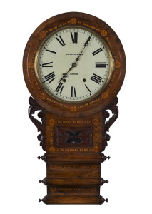 KILPATRICK & Co. English drop dial time and strike wall clock with inlaid walnut case, 19th century, 84cm high