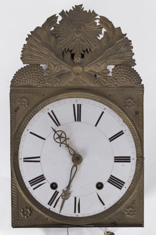 MORBIER French wall clock with enamel dial, early 19th century, ​135cm high PROVENANCE The Tudor House Clock Museum, Yarrawonga