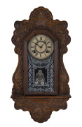 ANSONIA American wall clock in pressed timber case, 19th century, ​66cm high PROVENANCE The Tudor House Clock Museum, Yarrawonga