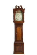 A Georgian grandfather clock by SHEPPERSLEY & PEARCE of Nottingham, hand-painted dial in oak and mahogany case, early 19th century, 222cm high