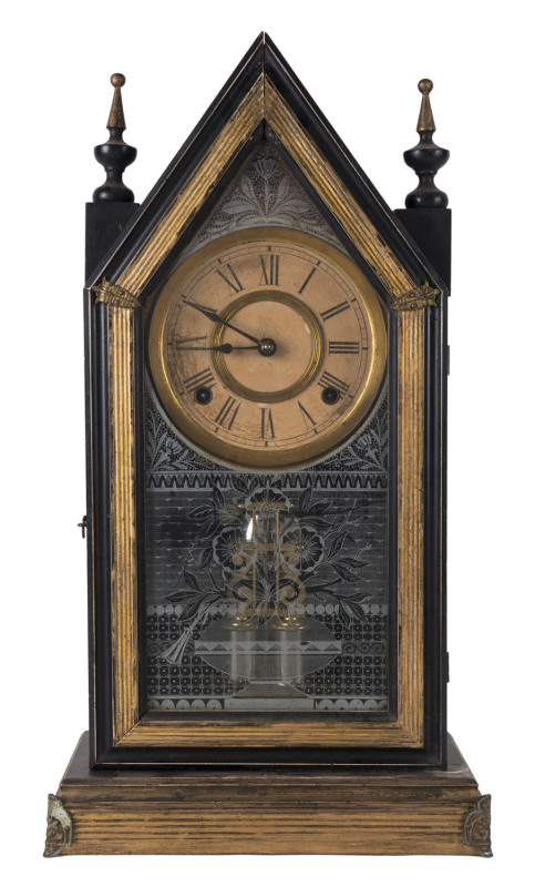 ANSONIA "Decorated Gothic" American parlor clock, circa 1880, ​50cm high PROVENANCE The Tudor House Clock Museum, Yarrawonga