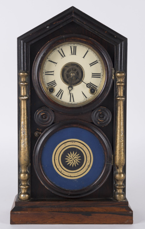 INGRAHAM CLOCK Co. "Doric" American parlor clock, 8 day movement with alarm in walnut case, circa 1860, ​41cm high PROVENANCE The Tudor House Clock Museum, Yarrawonga
