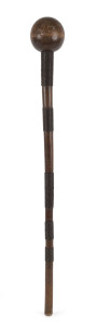 Knobkerrie Zulu club, carved wood and woven metal, South African origin, late 19th century, ​75cm high