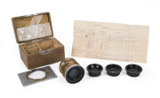 LENS SET: G. Rodenstock Universal-Imagonal - Satz No.1 with lenses II, III, IV and V in small box; for full plate, combinations for portrait and landscape, with flange and lens plate. 