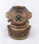 A diver's helmet bottle coaster, copper and brass, 20th century, 25cm high