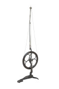 An antique dentist's drill, cast iron and metal, 19th century, 148cm high