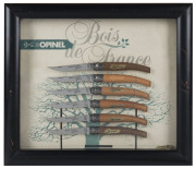 OPINEL pocket knives French point of sale advertising framed display, 20th century, ​35 x 40cm overall - 2