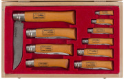 OPINEL French 10 piece pocket knife set in original display box, ​the largest knife 28cm long