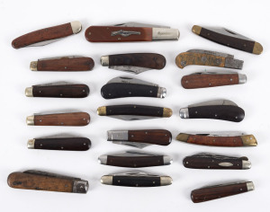 Twenty assorted folding pocket knives including REMINGTON, Le THIERS, TAYLORS EYE WITNESS, SOUTHERN AND RICHARDSON, U.S.A. England, Germany, France and Japan, 19th and 20th century, ​the Remington 22.5cm long