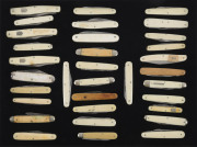 Thirty three folding pocket knives with bone handles, English and German, 18th and early 20th century, ​the largest 17.5cm